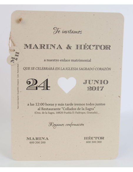 Invitación boda Edima Natural 720