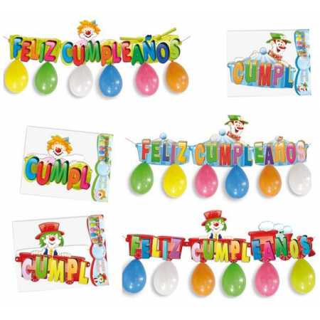 Cartel con globos Feliz Cumpleaños