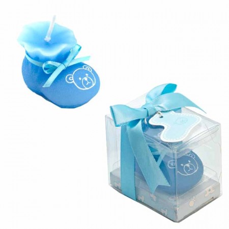 Botita vela presentada en caja regalo en azul