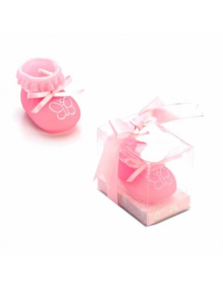 Botita vela presentada en caja regalo en rosa