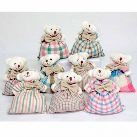 Saquito aromatico con forma de osito, detalles para bautizo