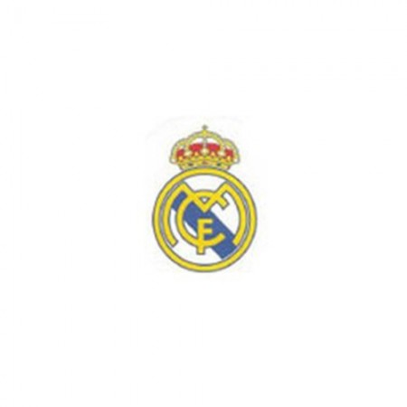 Tarta de nubes y chuches de 3 pisos, con oblea del escudo del Real Madrid