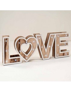 Cartel de madera LOVE con luz led