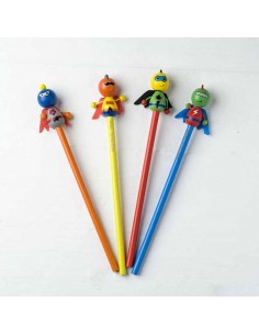 Lápices con muñeco de superhéroes de colores