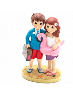 Novios en la playa, figura para la tarta de la boda