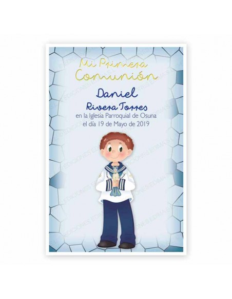 Recordatorio para comunión niño con vela