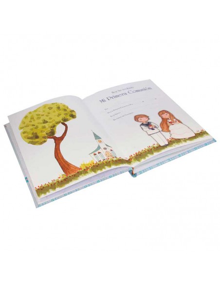 Detalle del interior del libro de firmas para comunión