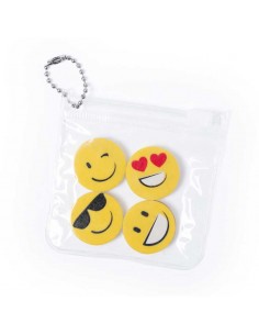 Set 4 originales gomas con caritas emoji en bolsita