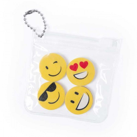 Set 4 originales gomas con caritas emoji en bolsita