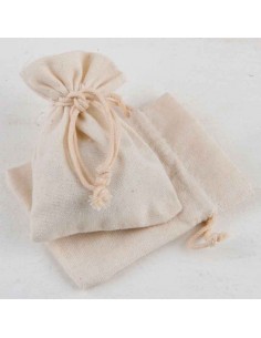 Bolsa de algodón pequeña (7,5x10 cm.) de color marfil