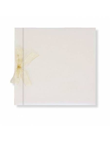 Libro de firmas boda lazo, blanco brillo. Sin personalizar