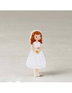 Figura adhesiva niña Comunión con vestido corto 5,5 cm