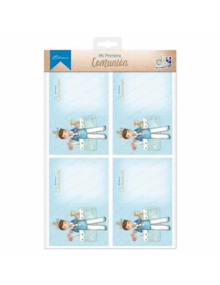 Bolsa con 20 invitaciones y 20 sobres azules, para Comunión.