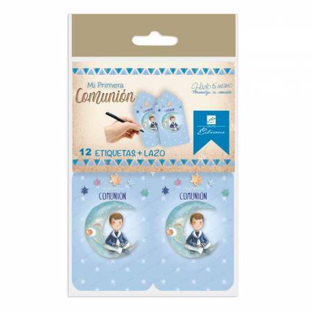 Bolsa con 12 tarjetas  y lazos para personalizar los detalles de los invitados. Niño marinero