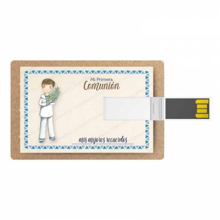 Tarjeta memoria USB, 16 GB, para comunión. Niño marinero con rama de olivo