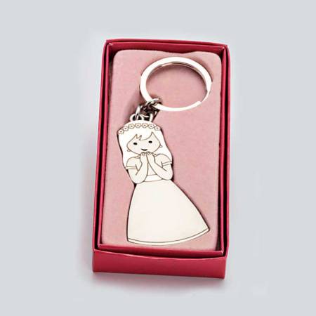 Llavero Comunión en metal, brillo/mate niña Primera Comunión