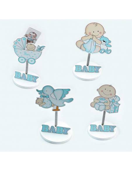 4 modelos Clip sujeta fotos madera bebés azul con pic peladillas