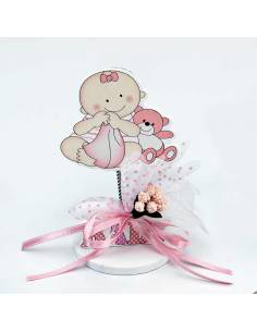 Clip sujeta fotos madera bebés rosa con pic peladillas