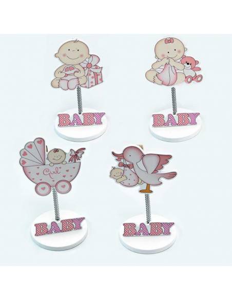 4 modelos de Clip sujeta fotos madera bebés rosa con pic y peladillas