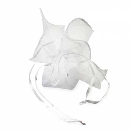 Pañuelo-bolsa de cristal en color blanco, 23 x 23 cm.