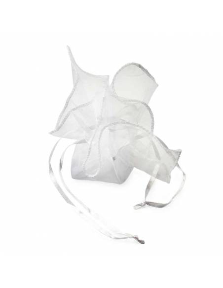 Pañuelo-bolsa de cristal en color blanco, 23 x 23 cm.