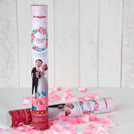 Cañón confeti pétalos rosa Pop and Fun caricia, 38cm