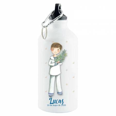 Botella de aluminio termo personalizada Primera Comunión niño con espiga