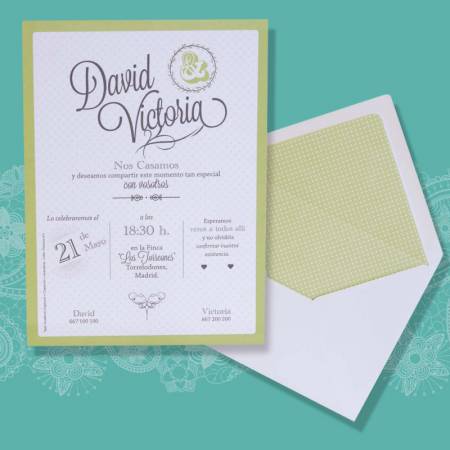 Invitación de boda con esquinas redondeadas en cartulina blanca impresa a color, Bouquet 701