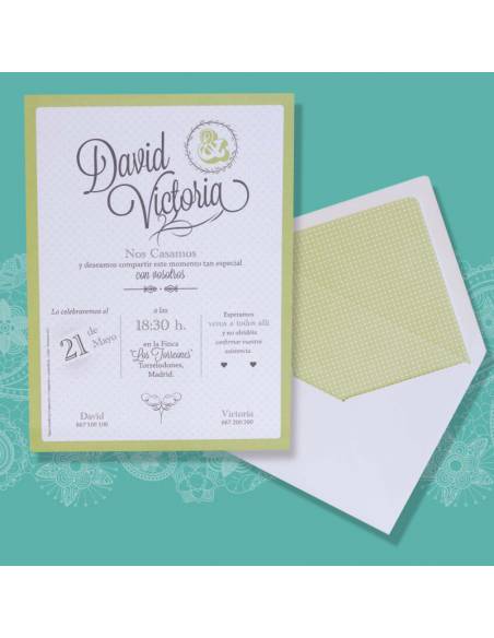 Invitación de boda con esquinas redondeadas en cartulina blanca impresa a color, Bouquet 701