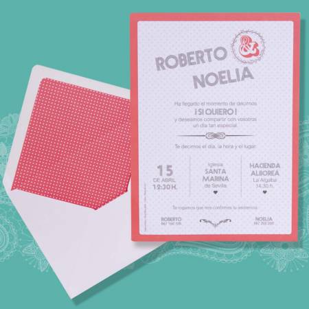 Invitación de boda con esquinas redondeadas en cartulina blanca impresa a color, Bouquet 702