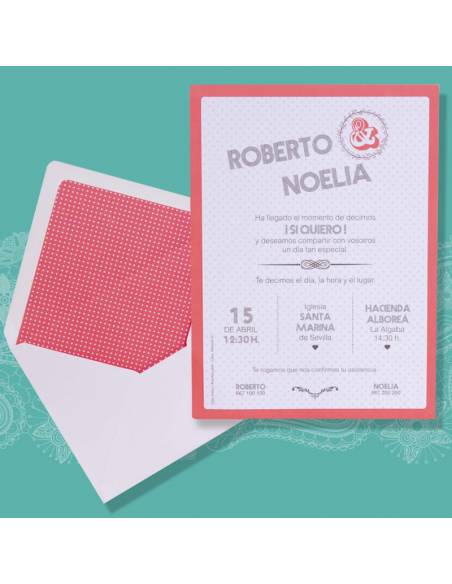 Invitación de boda con esquinas redondeadas en cartulina blanca impresa a color, Bouquet 702