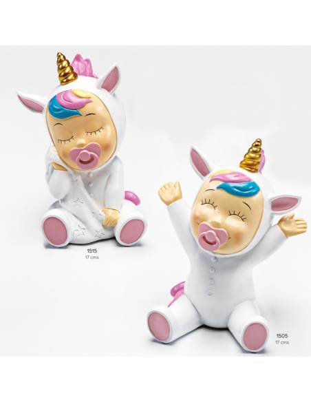 Figura para pastel Bebé unicornio sonrisa con detalles en rosa
