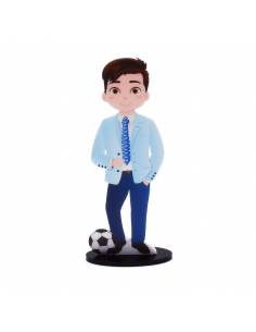Cake Topper figura silueta Niño con traje, corbata y balón de fútbol