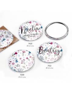Espejo con original diseño florecitas, recuerdos para bodas y celebraciones