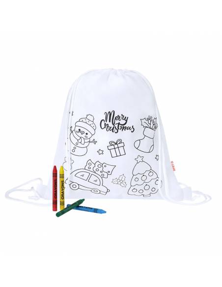 mochila navideña para colorear infantil con ceras