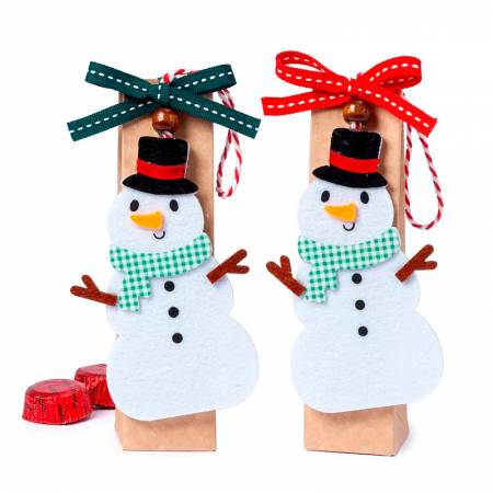 cajita navideña fieltro, muñeco nieve kraft, detalle bombones navidad